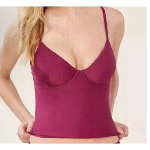 Andie The Canary Tank Top Medium Plum Purple Sweetheart Neck Adj Straps NWT - Picture 1 of 13